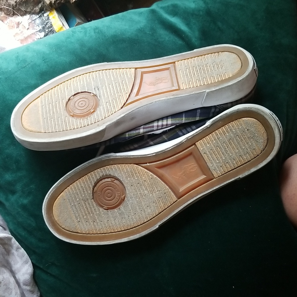 Polo - Ralph Lauren - Plaid Madras Boat Shoe Mocs Mens Sz 9 - Picture 6 of 7